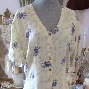 1980s Midi Floral button front dress SZ Large